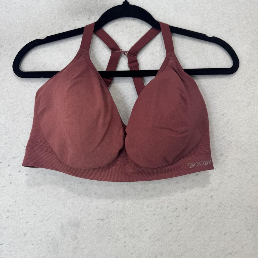 Boody Sports Bra Womens 2XL Pink Wireless Lightly Lined Crossback Bamboo